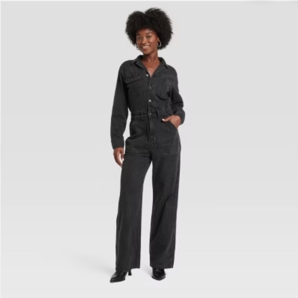 Universal Thread Romper Baggy Denim Jumpsuit Boiler Suit Black
